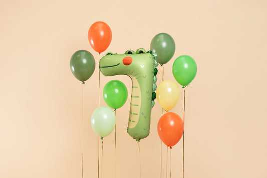 Zahlenballon Krokodil Tier Sieben 7