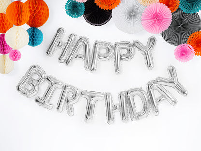 Folienballon Happy Birthday Silber