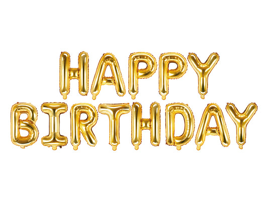 Folienballon Schriftzug Happy Birthday Gold
