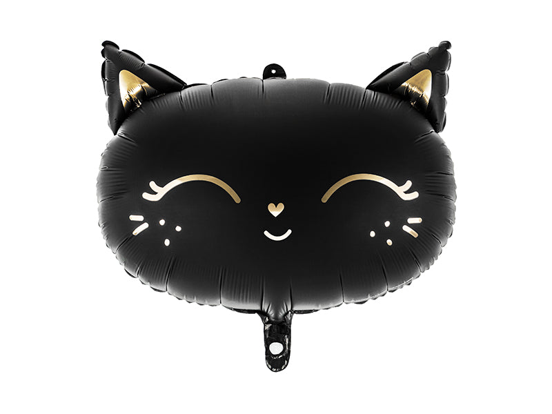 Kitty Folienballon Schwarz Halloween Kitty Gold Katzengesicht Kätzchen
