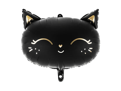 Kitty Folienballon Schwarz Halloween Kitty Gold Katzengesicht Kätzchen