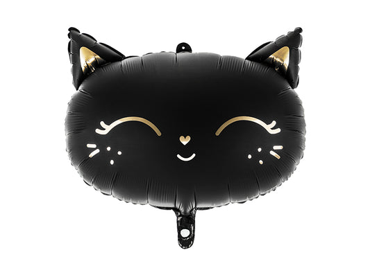 Kitty Folienballon Schwarz Halloween Kitty Gold Katzengesicht Kätzchen
