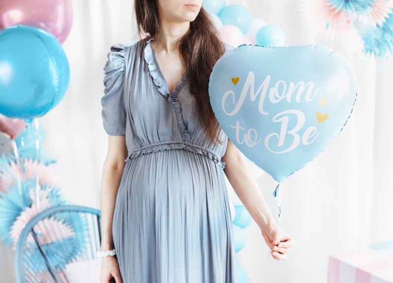 Mom to be Blau Folienballon Herz Baby Party