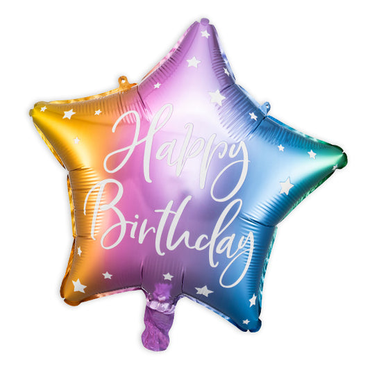 Happy Birthday Folienballon Stern Regenbogen
