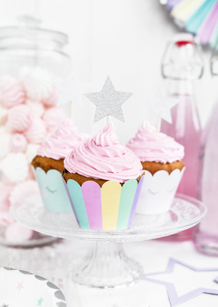 Muffinförmchen Augen Pastell Einhorn Party Geburtstag