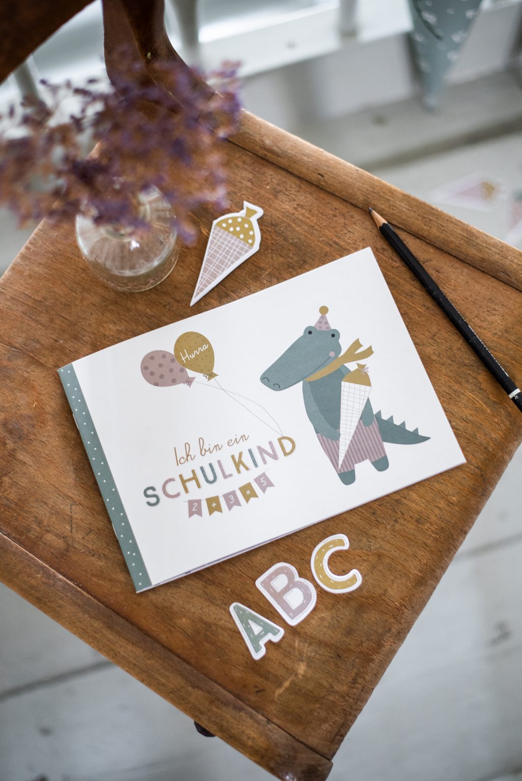 Erinnerungen Erinnerungsbuch Krokodil Fuchs Einschulung Schulkind Schulstart Schulanfang