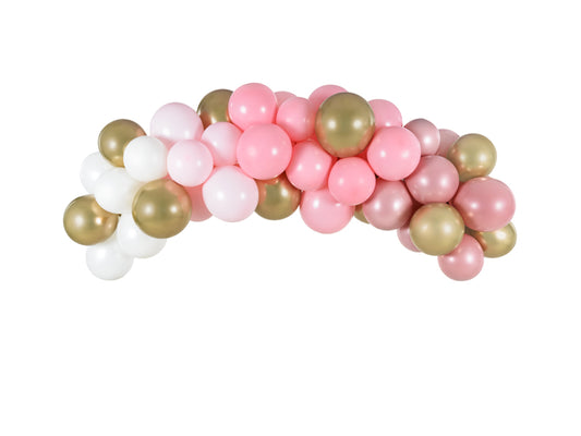 Ballongirlande Rosa Weiss Gold