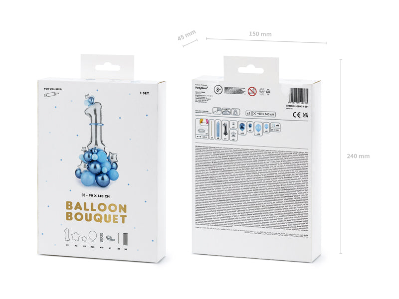 Ballonturm Set 1. Geburtstag Blau