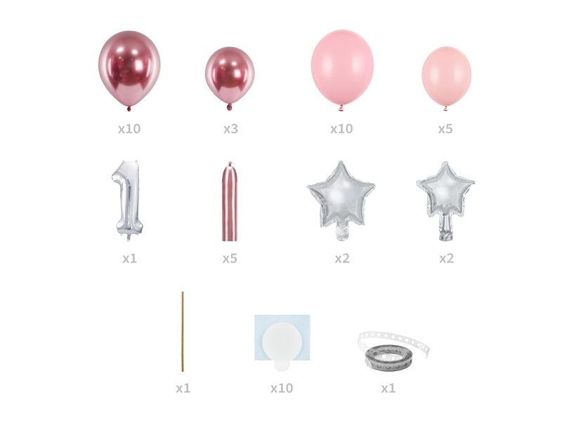Ballonturm Set 1. Geburtstag Rosa