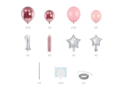 Ballonturm Set 1. Geburtstag Rosa