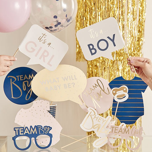 Foto Requisiten Photoprobs für Baby Party Babyshower Girl or Boy Mädchen oder Junge Gender Reveal