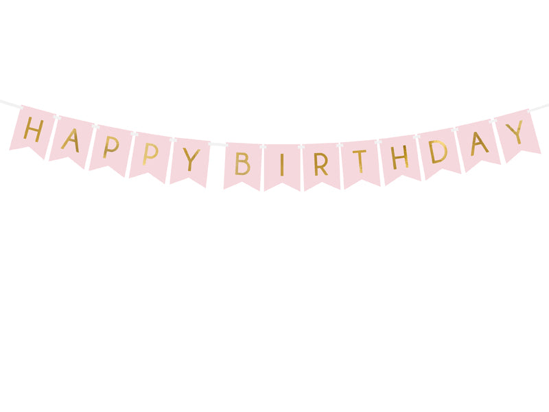 Happy Birthday Girlande Rosa Gold