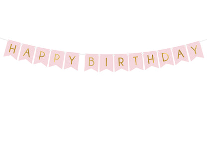 Happy Birthday Girlande Rosa Gold