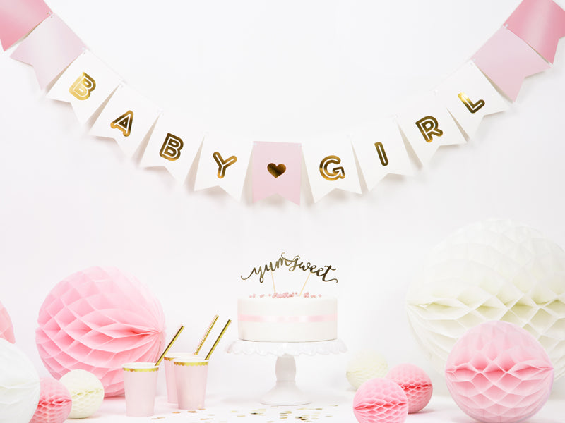 Girlande Baby Party Babyshower Mädchen Rosa Gold Girl