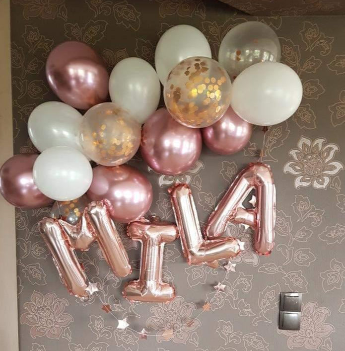 Ballon Wolke Deko Geburtstag Rosegold Weiss Konfetti Name Individuell