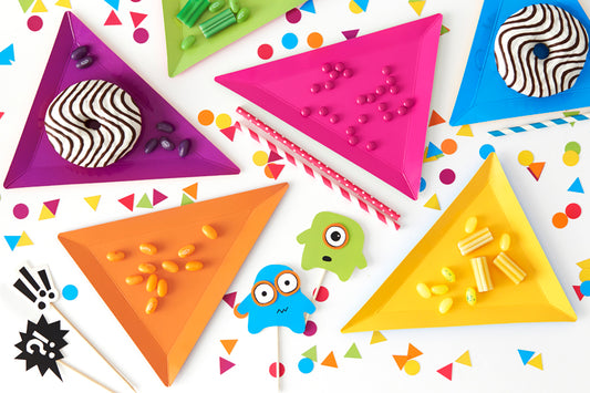 Pappteller Bunt Dreieck Form Kunterbunt