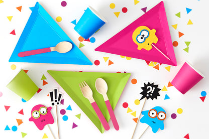 Pappteller Bunt Dreieck Form Kunterbunt