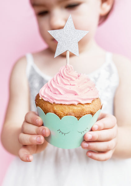 Cupcake Torten Topper Sterne Silber Tortendeko Muffinpicker