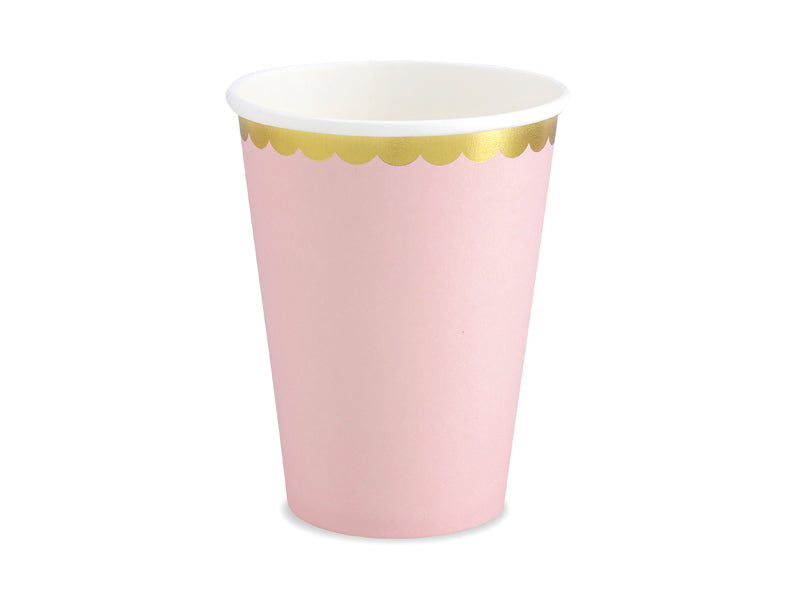 Pappbecher Partytbecher Rosa Weiss Goldrand