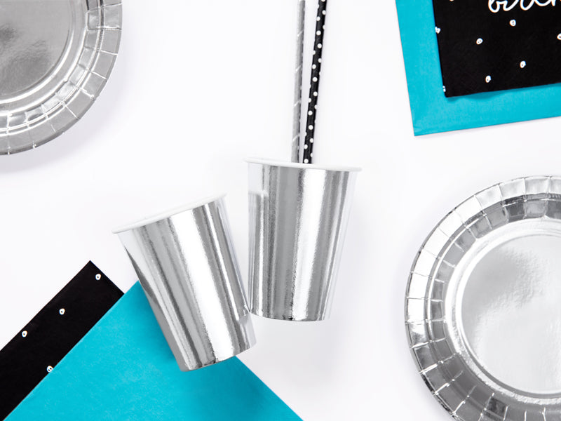 Partybecher Pappbecher Metallic Silber