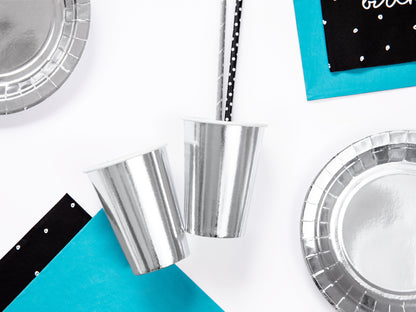 Partybecher Pappbecher Metallic Silber