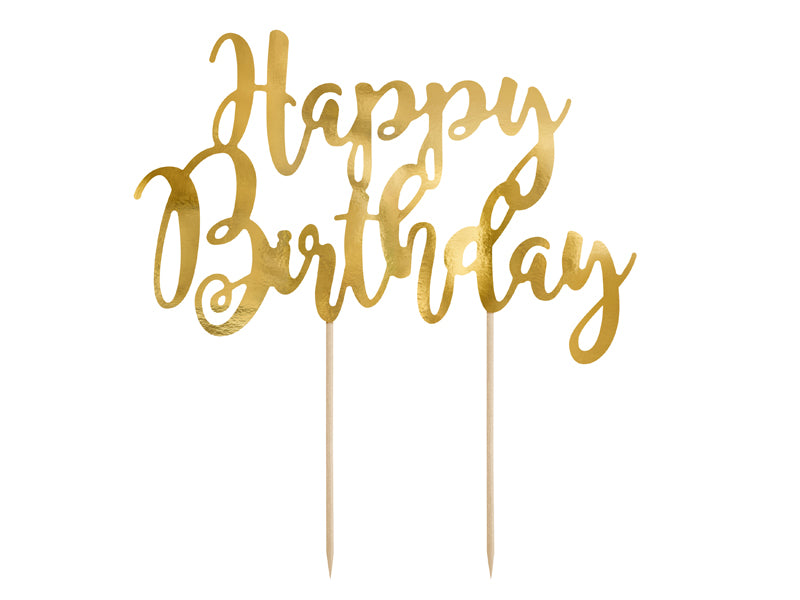 Happy Birthday Caketopper Gold Tortendeko