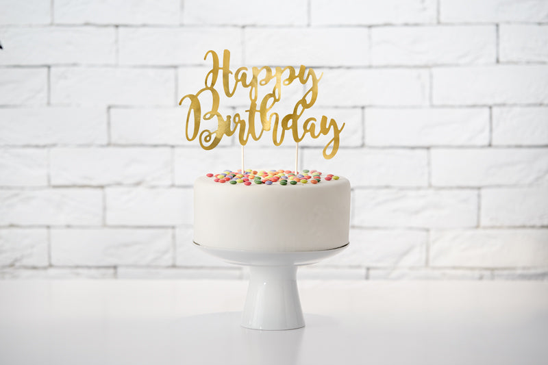 Happy Birthday Caketopper Gold Tortendeko