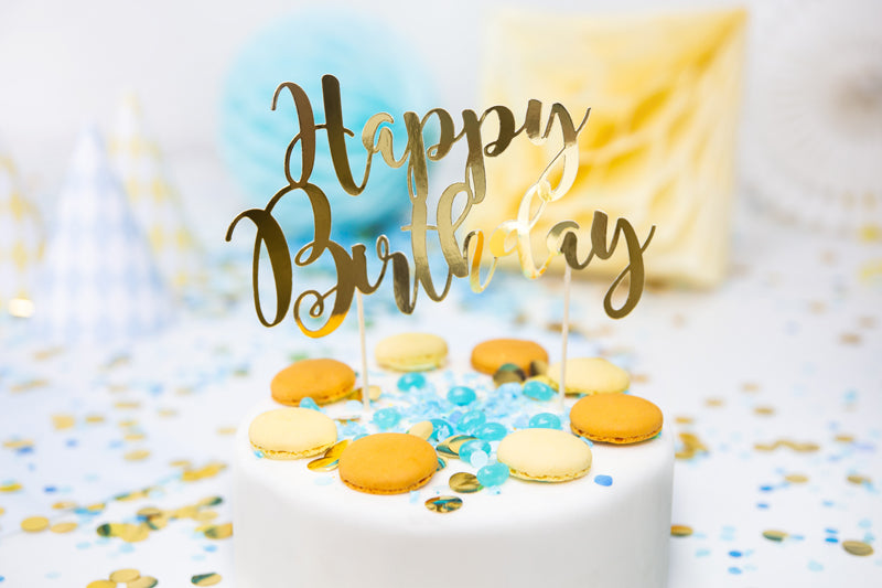 Happy Birthday Caketopper Gold Tortendeko