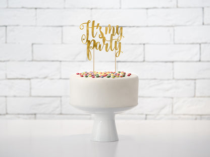 Caketopper "It's my party" Gold