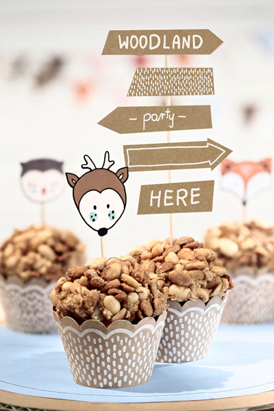 Waldtiere Party Kinder Geburtstag Caketopper Tortendeko Karftpapier Wegweiser