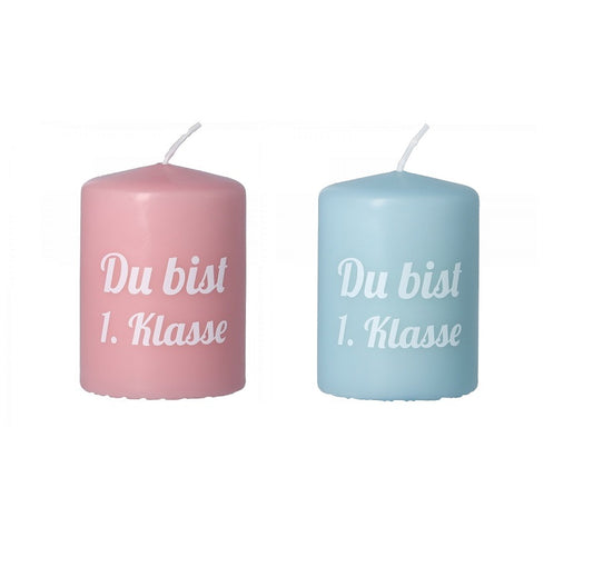 Kerze 1.Klasse Einschulung Deko Rosa Blau Schulkind Schulstart Schulanfang