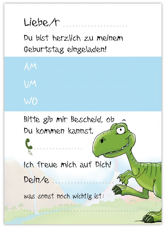 Dino Party Geburtstag Einladung T-Rex