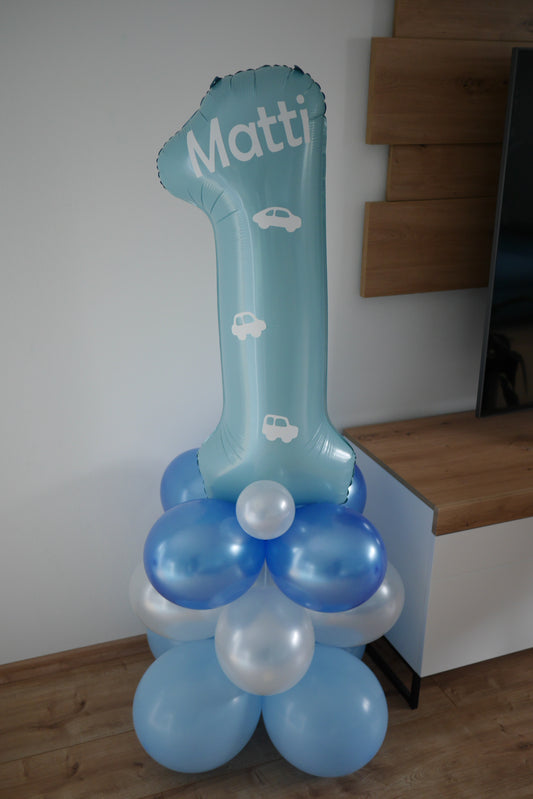 Ballonturm 1. Geburtstag Blau Individuell