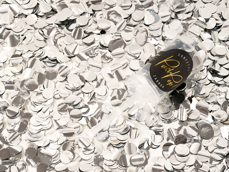 Konfetti Push Pop in Silber