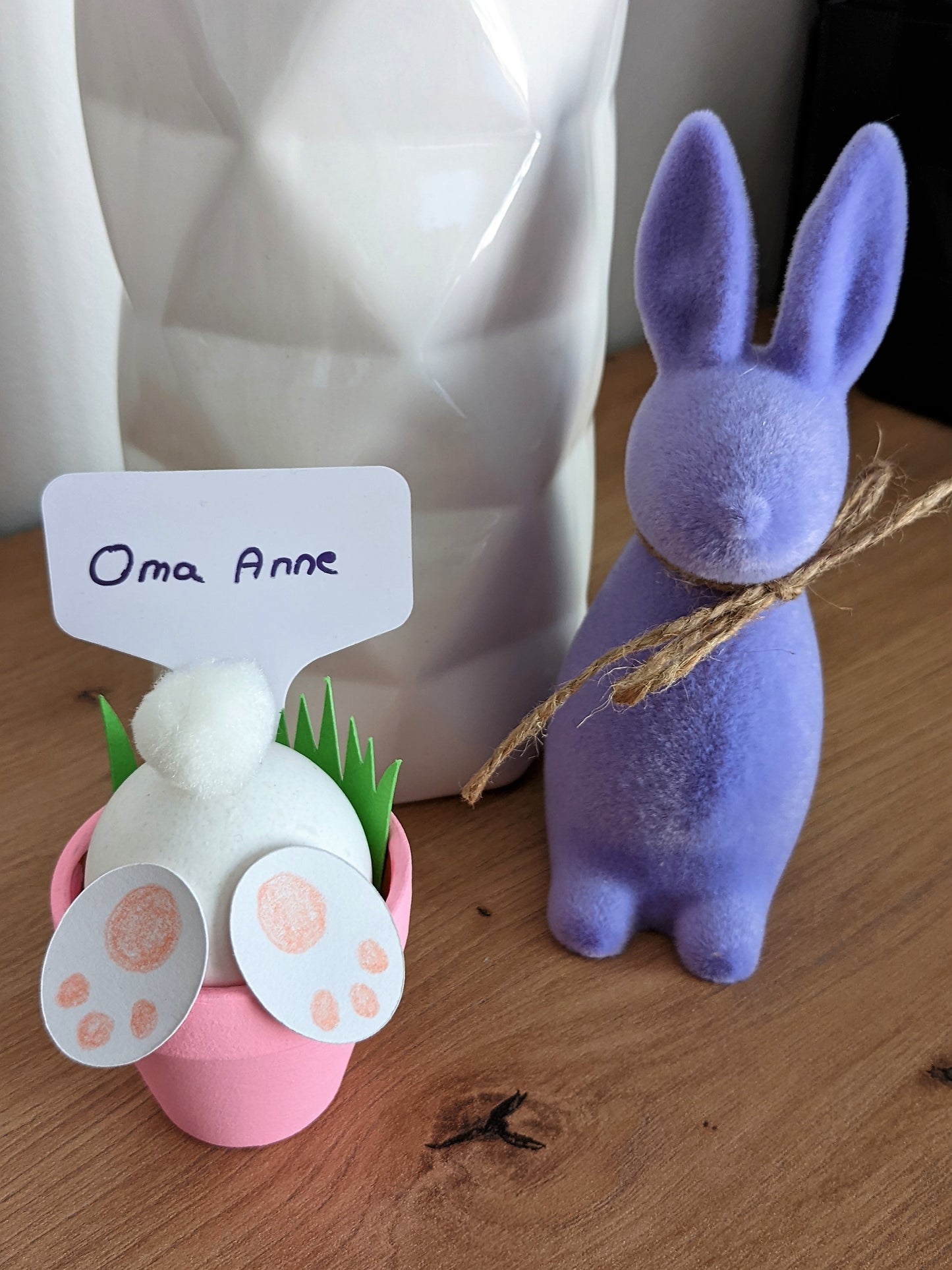 DIY Bastel Set Hasen Osterhase Tischdeko Ostern Platzkarte Sitzplatz Eierbecher Kinder Süß Tontopf Pastell