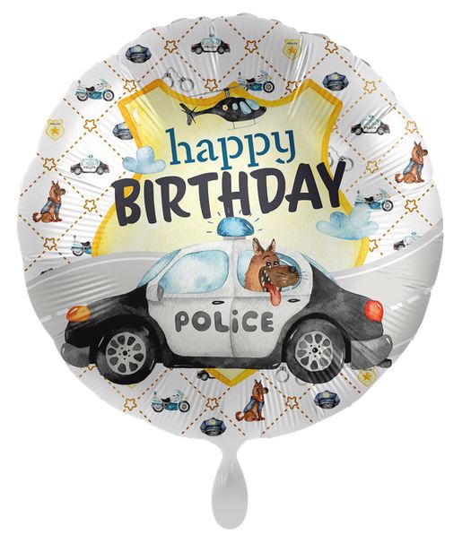 Folienballon rund Happy birthday Polizei Party Geburtstag