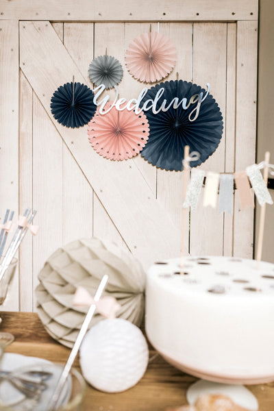 Set Rosetten für eine stilvolle Dekoration in Rosé und Grau Hochzeit Brautparty JGA Bride