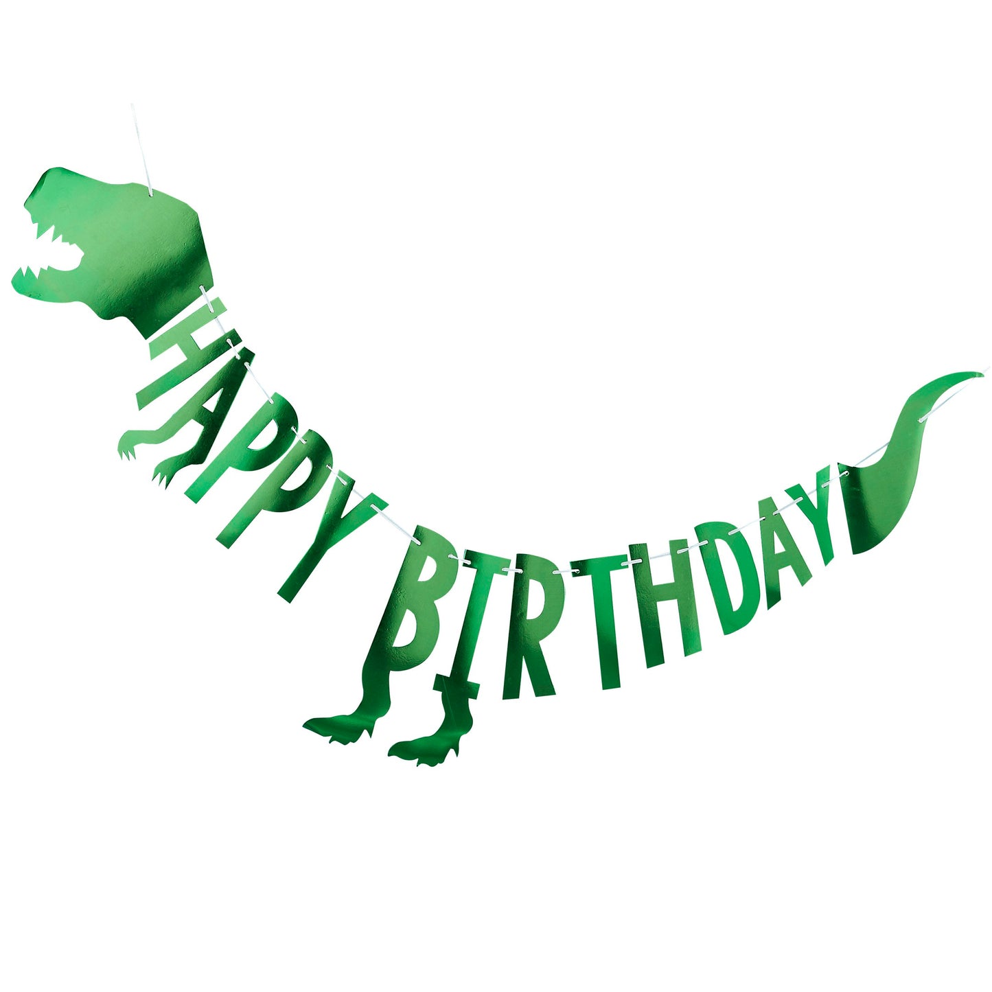 Dinosaurier Girlande Grün Metallic Happy Birthday Schriftzug Roar Party