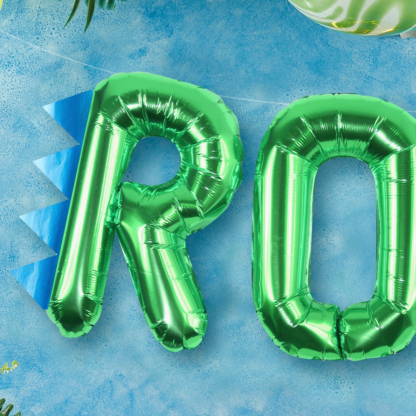 Folienballons Roar Dino Dinosaurier Party Geburtstag Grün Blau Metallic