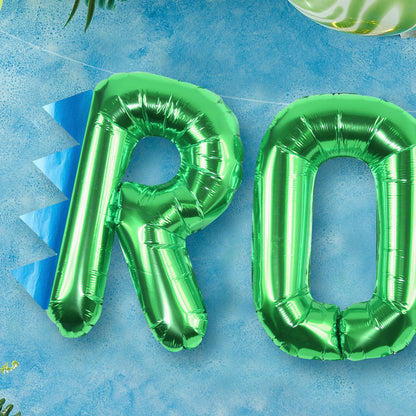 Folienballons Roar Dino Dinosaurier Party Geburtstag Grün Blau Metallic