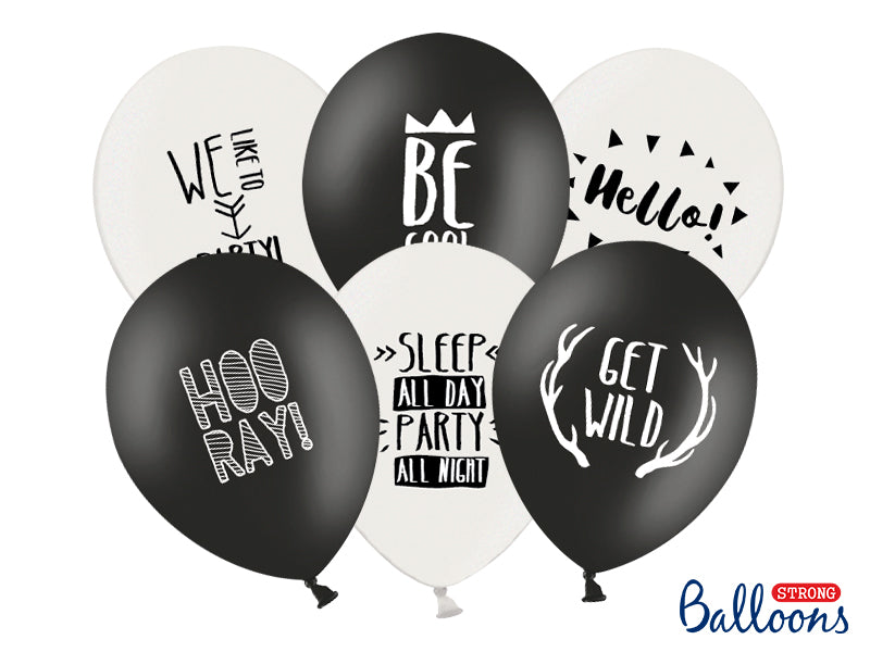 Latexballons Luftballons Schwarz Weiss Party Happy Birthday Hooray Get Wild