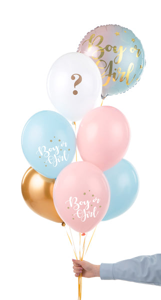 Latexballons Luftballons Baby Party Gender Reveal Mädchen oder Junge Rosa Blau Gold