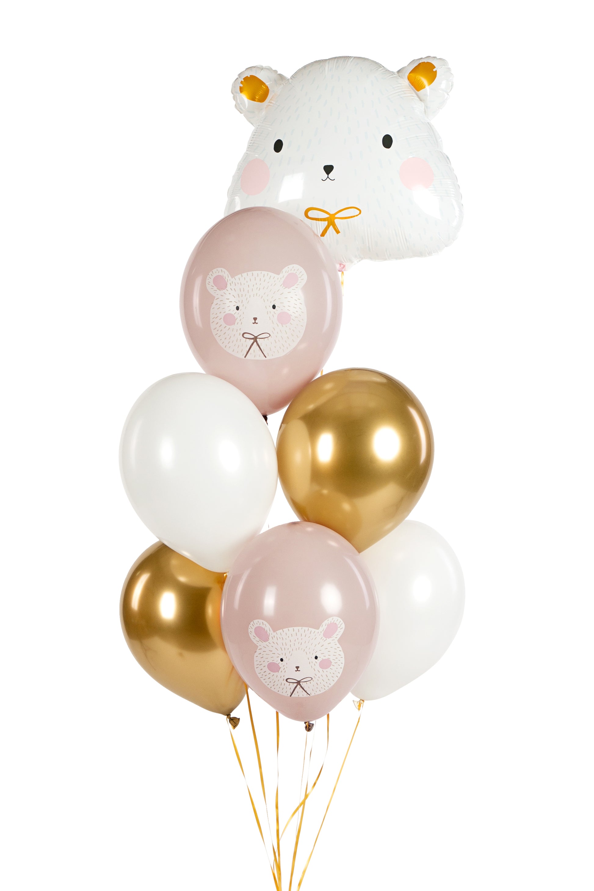 Ballonmix Ballonset Eisbären Bären Grau Weiss Gold Luftballons Latexballons Geburt Geburtstag