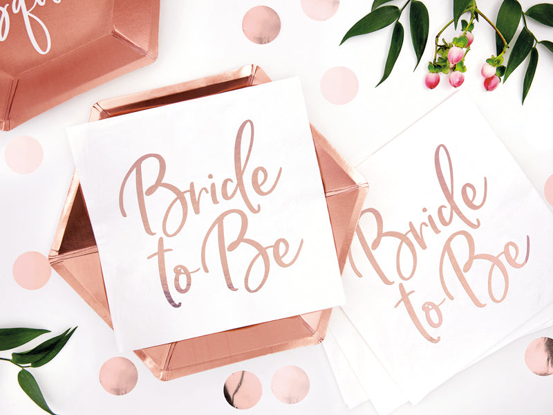 Bride to be Servietten Roségold Rose Tischdeko