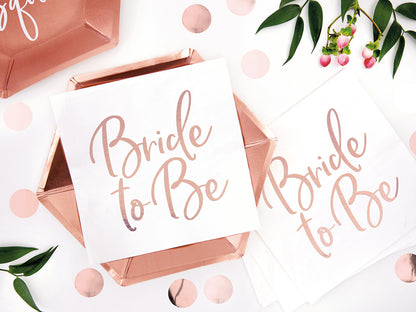 Bride to be Servietten Roségold Rose Tischdeko
