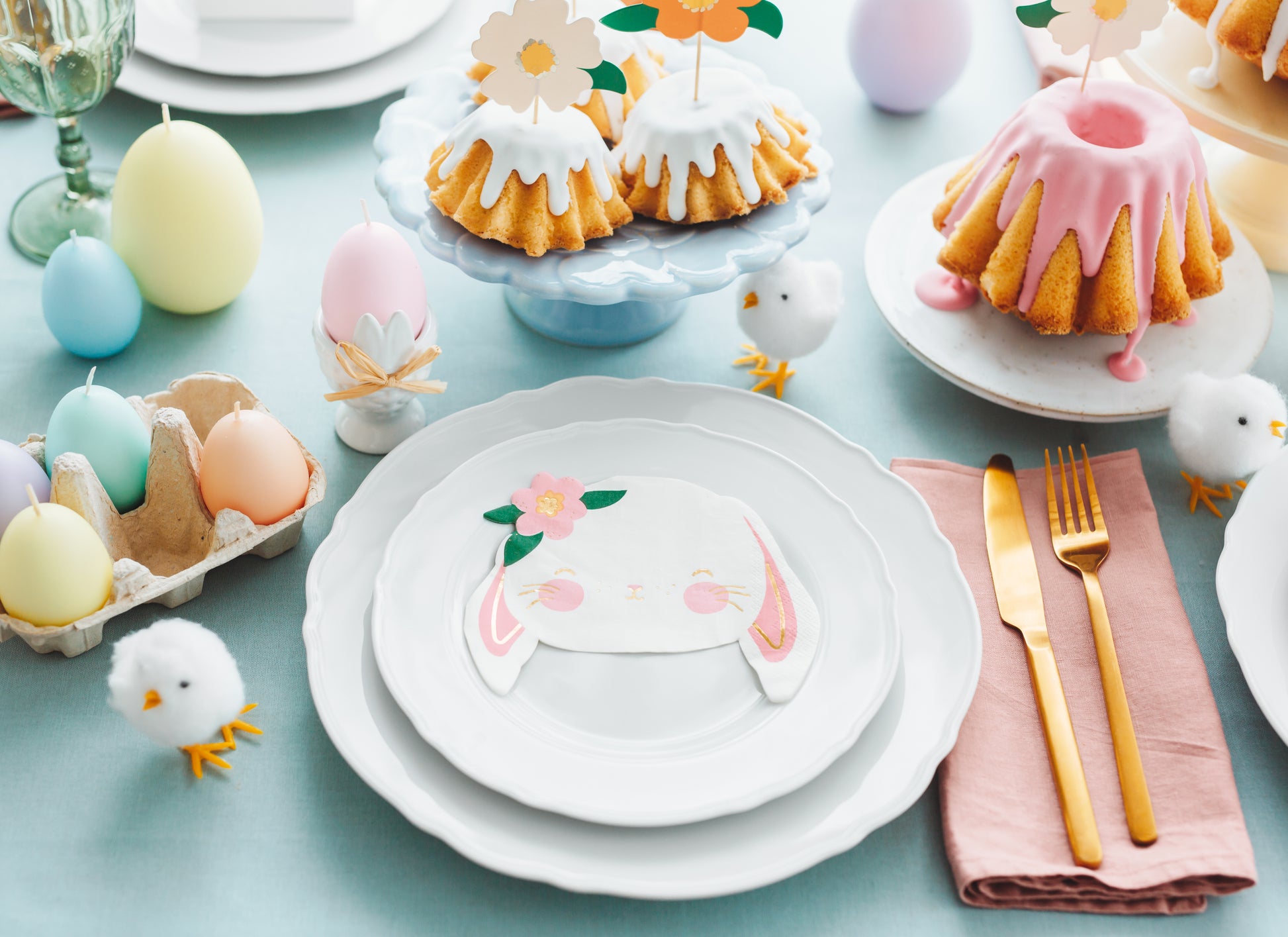 Ostern Servietten Hase Häschen Süß Partygeschirr Rosa Gold Tischdeko
