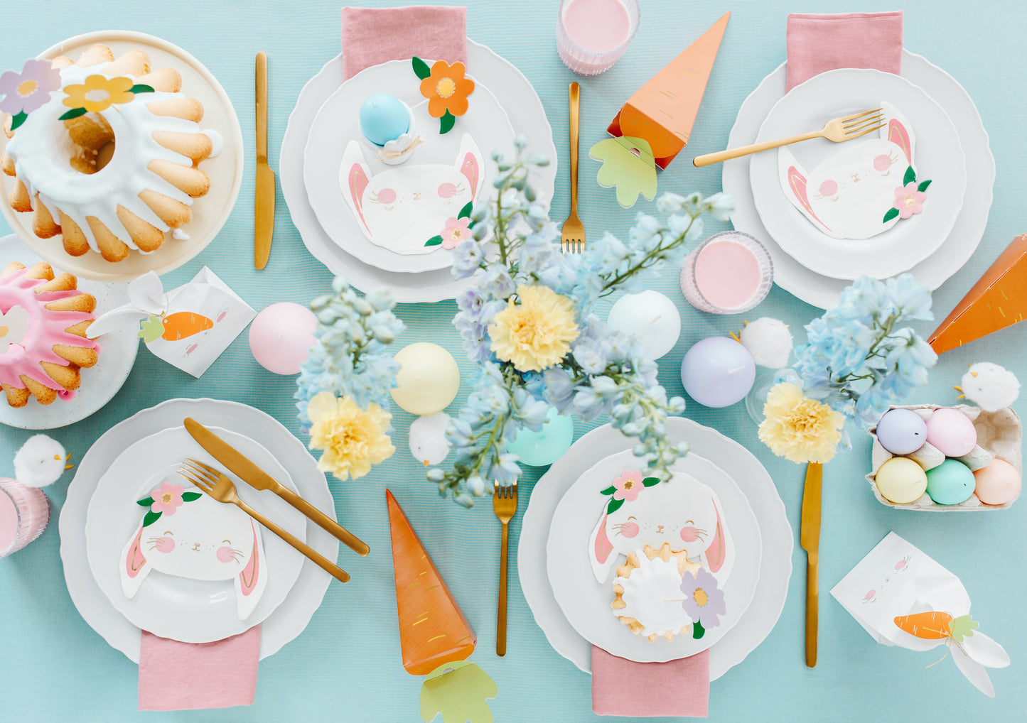 Ostern Servietten Hase Häschen Süß Partygeschirr Rosa Gold Tischdeko