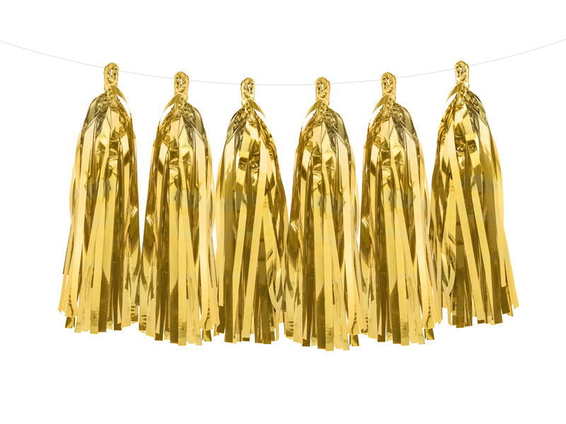 Tasselgirlande aus Folienpapier in Gold 