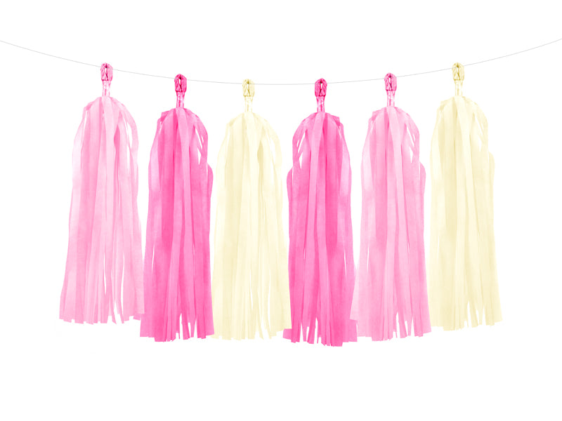 Tasselgirlande Rosa Weiss Pink