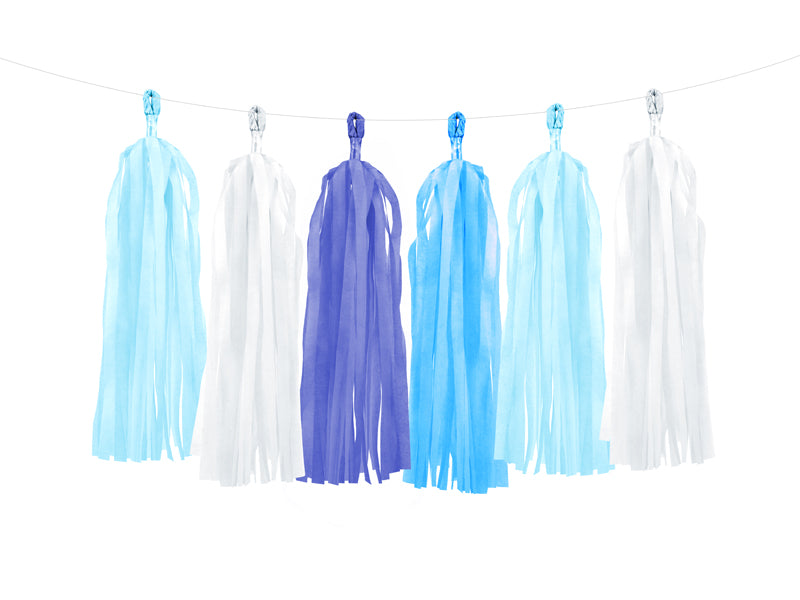 Tasselgirlande Blau Weiss Hellblau